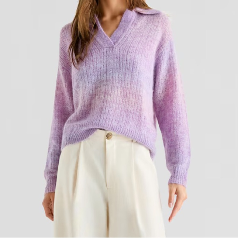 Scalpers Polo Brushed Jumper Sweater In Purple Lilac — image 2 of 8